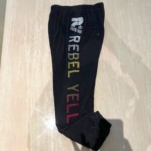 NEW RARE Rebel Yell Graphic Charcoal Black Sweatpants S Vintage HTF SO SOFT